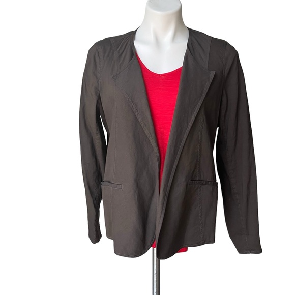 Eileen Fischer Open Front Linen Blend Brown Jacket - Picture 2 of 14